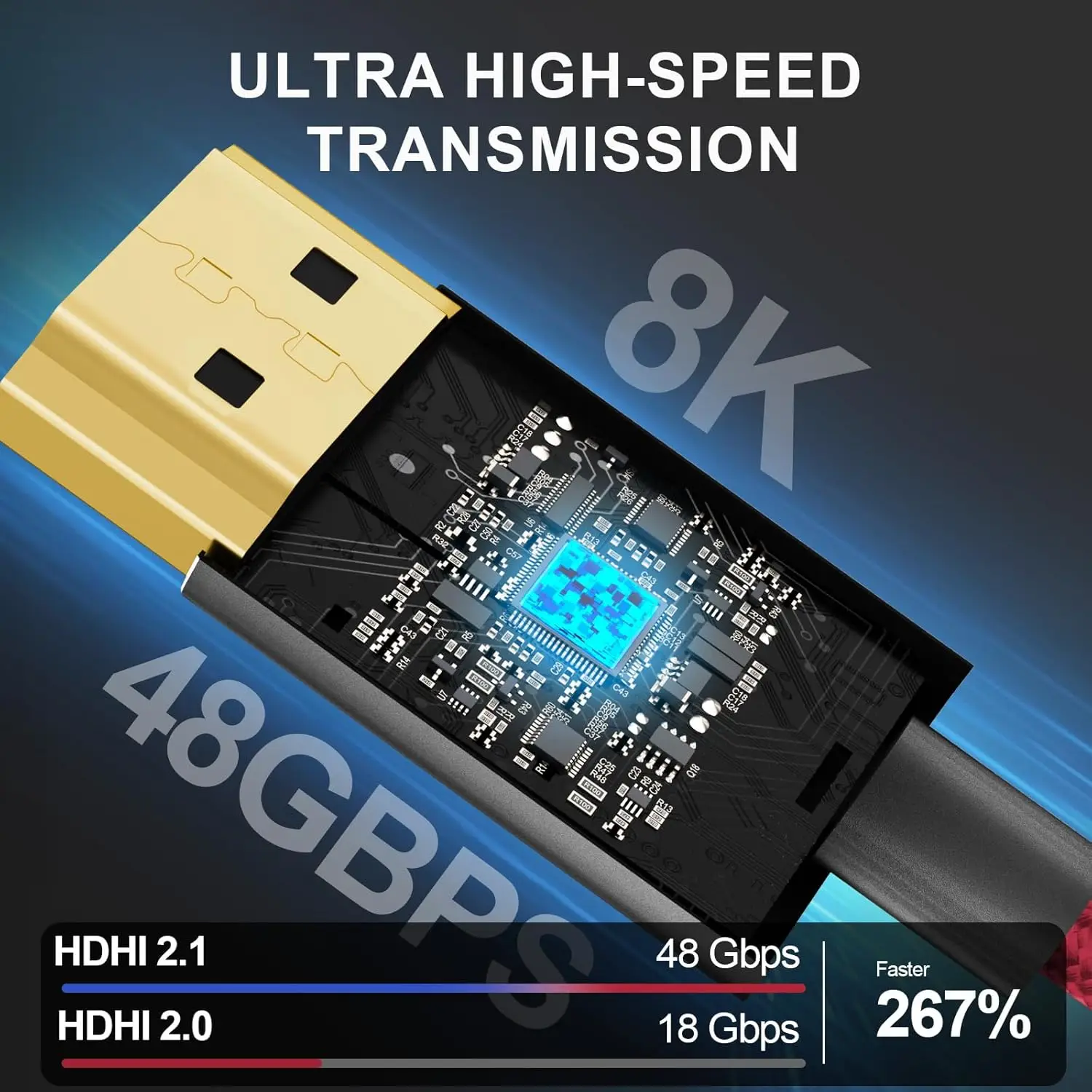 8K 2.1 마이크로 HDMI - 풀 HDMI 브레이디드 D to A 코일 케이블 (아토모스-닌자-V, 캐논-R5C, R5, R6, A7RIII, A7II, 후지필름용)(30-71cm)