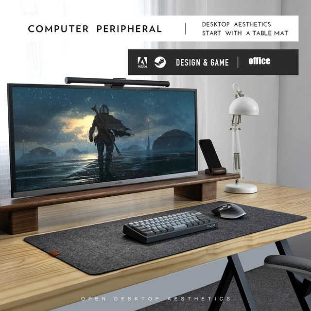 Pizsieat Alfombrilla Escritorio Fieltro |900 X 400 X 3mm| Alfombrilla Ratón XXL Antideslizante Desk Mat Mouse Pad Para Juegos/Escribir,Tapete Escritorio Impermeable Y Antiarañazos,Protector Escritorio