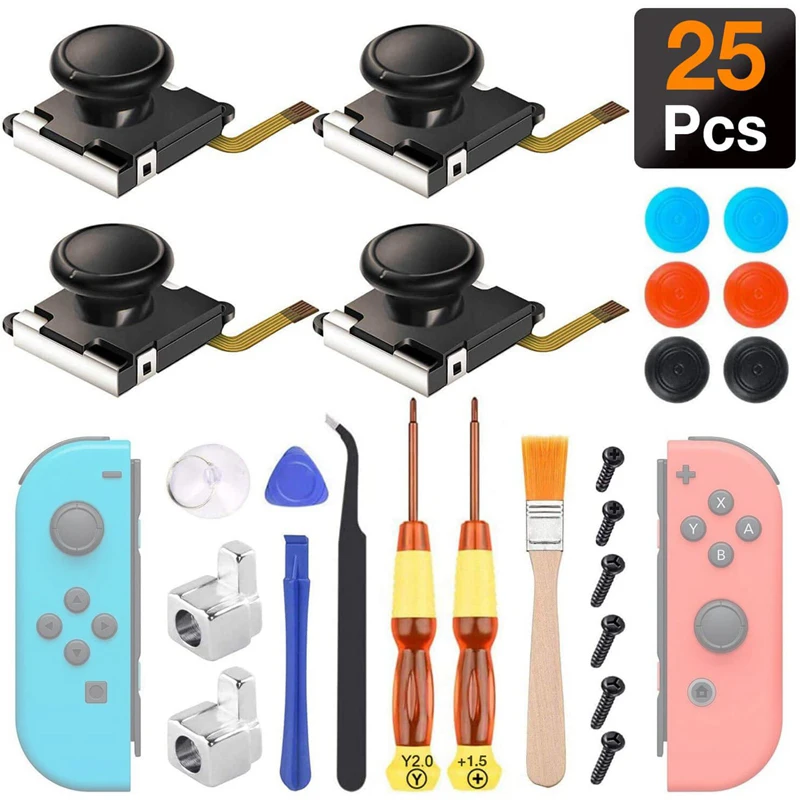 25 In1 Per Nintend Switch 3D Analog Joycon Joystick Thumb Stick Sensor Kit Di Accessori Di Ricambio Per Joy Con Controller Housing