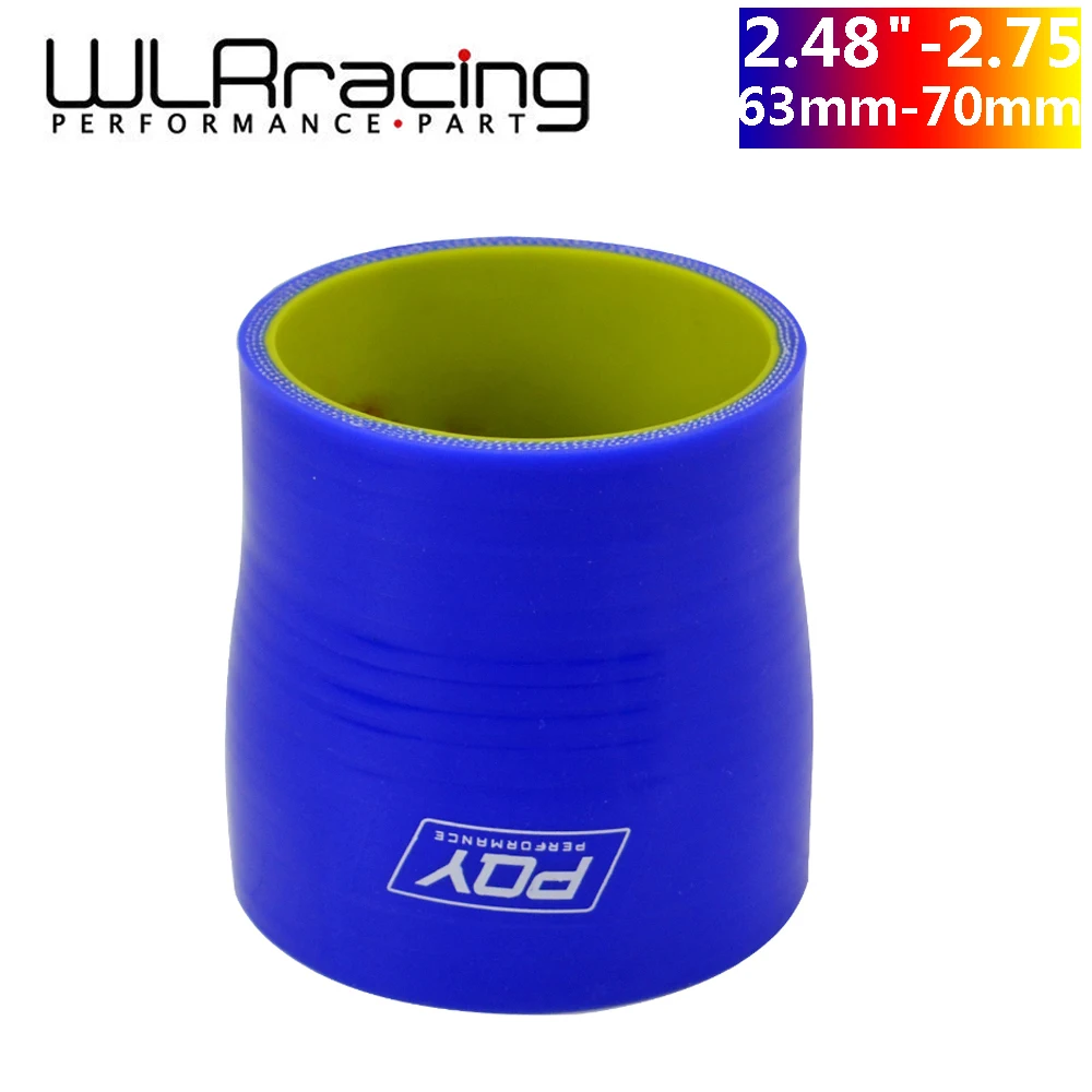 

WLR -BLUE & Yellow 2.48"-2.75" 63mm-70mm Silicone Hose Straight Reducer Joiner Coupling With PQY Logo WLR-SH250275-QY