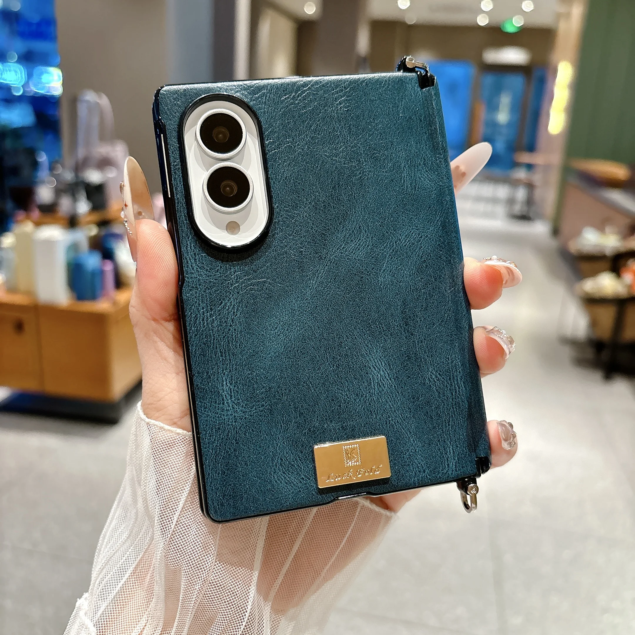 Premium Crazy Horse Textured Leather Phone Case with Wide Hinge Protection and Shockproof Camera Bump