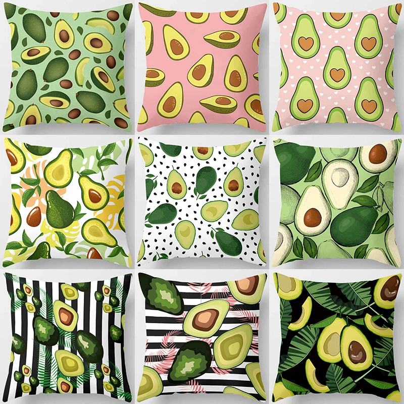 

Avocado Fruit Print 45*45cm Pillowcase Bench Cushion Home Decor Removable and Washable Car Cover Pillow Case