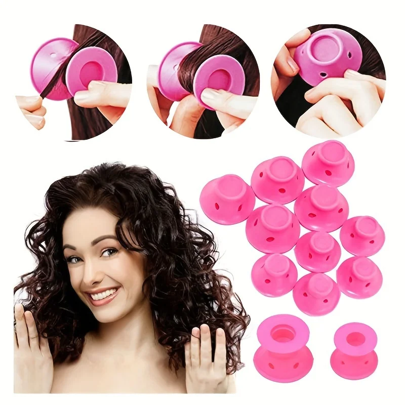 10-30pcs Hair Curlers Set Heatless Styling Tools for All Hair Types Easy DIY Perming Tools Silicone Bell Shaped Hairstyling Acce