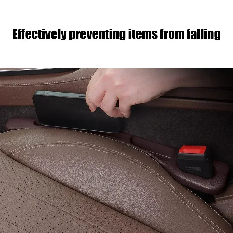 Dual Car Seat Gap Filler Organizer - PU Waterproof Anti-Leak Stopper with Dual Storage Slots