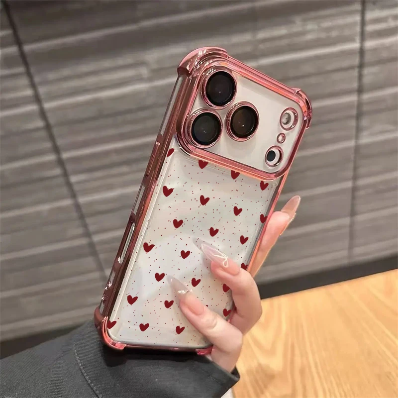 Love Heart Plating Phone Case - Stylish and Protective Cover