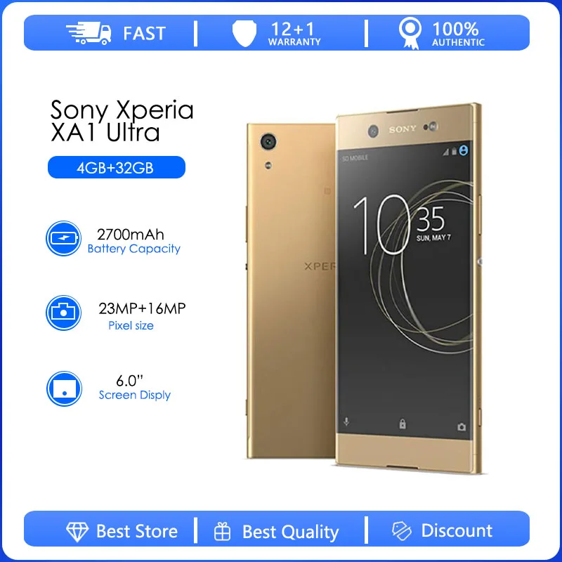 Sony Xperia XA1 Desbloqueado, Negro, 32GB, 3GB RAM, 23MP, Android 7.0, Usado