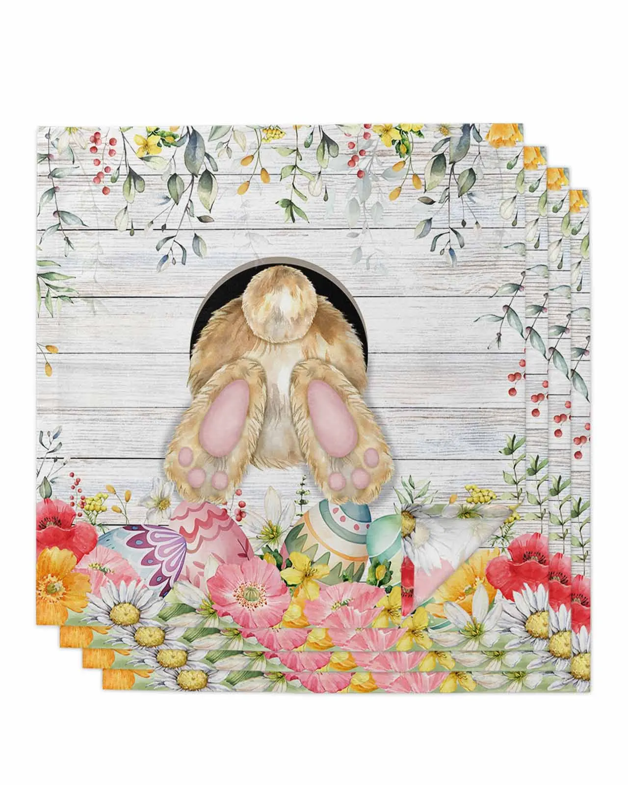 

4 шт., пасхальные яйца, кролик, ягодицы, цветы, столовый набор, кухонные столовые полотенца, коврик для стола, свадебные декоративные салфетки