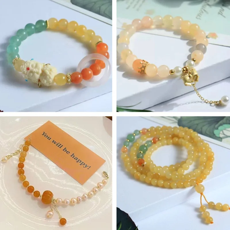 

10pc Natural Jinsi Safety Buckle Topaz -Circle Coiling Women's Jade Bracelet Multi-Color Colored Gems Violet