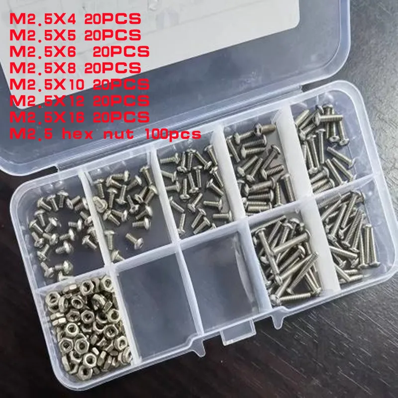 Hex Button Socket Head Cap Screw Nut Assortment Kit Set M2 m2.5 M3 M4 M5 M6 304 Stainless Steel screw bolt nut set,hexagon socket head cap screw