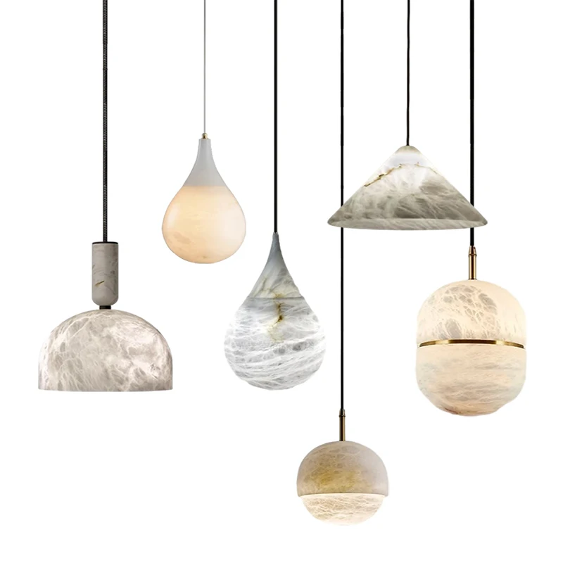 

Luxury Home Deco 2023 Trendy Marble Art LED Hanging Lamps Suspension Luminaire Lampen Pendant Light For Dinning Room