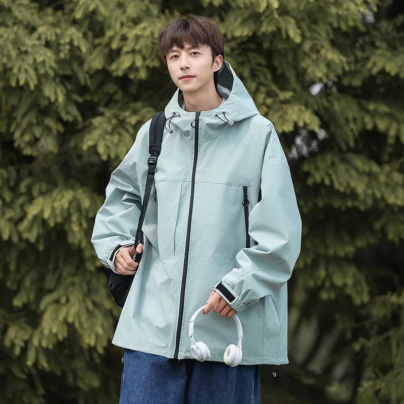 Three-Proof Windproof Outdoor Jacket Men's Hooded Women's Loose Mountaineering Clothing Waterproof Coat