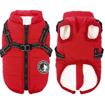 Pet Dog Jacket With Harness Winter Warm Dog Clothes For Labrador Waterproof Big Dog Coat Chihuahua French Bulldog Outfits 2