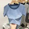 جديد جودة القطن المرأة تي شيرتات قصيرة الاكمام 2025 امرأة الصيف شريط تيز Harajuku Famale بلايز بلايز الفتيات الملابس