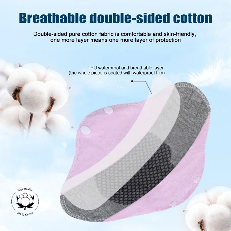 5 PCS 23CM Anti-slip Graphene Antimicrobial Sanitary Pads Reusable Care Pads Breathable Maternity Menstrual For Women