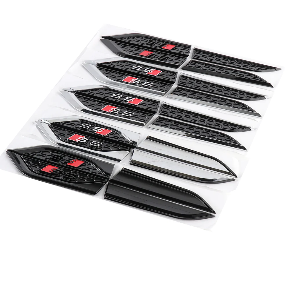 2 Stück ABS Auto-Karosserie Seitenflügel-Emblem Aufkleber Auto-Zubehör für AUDI SLINE S5 RS5 ABT A3 A4 B5 B7 B9 A5 A6 C6 C7 A7 C5 – Detail 3