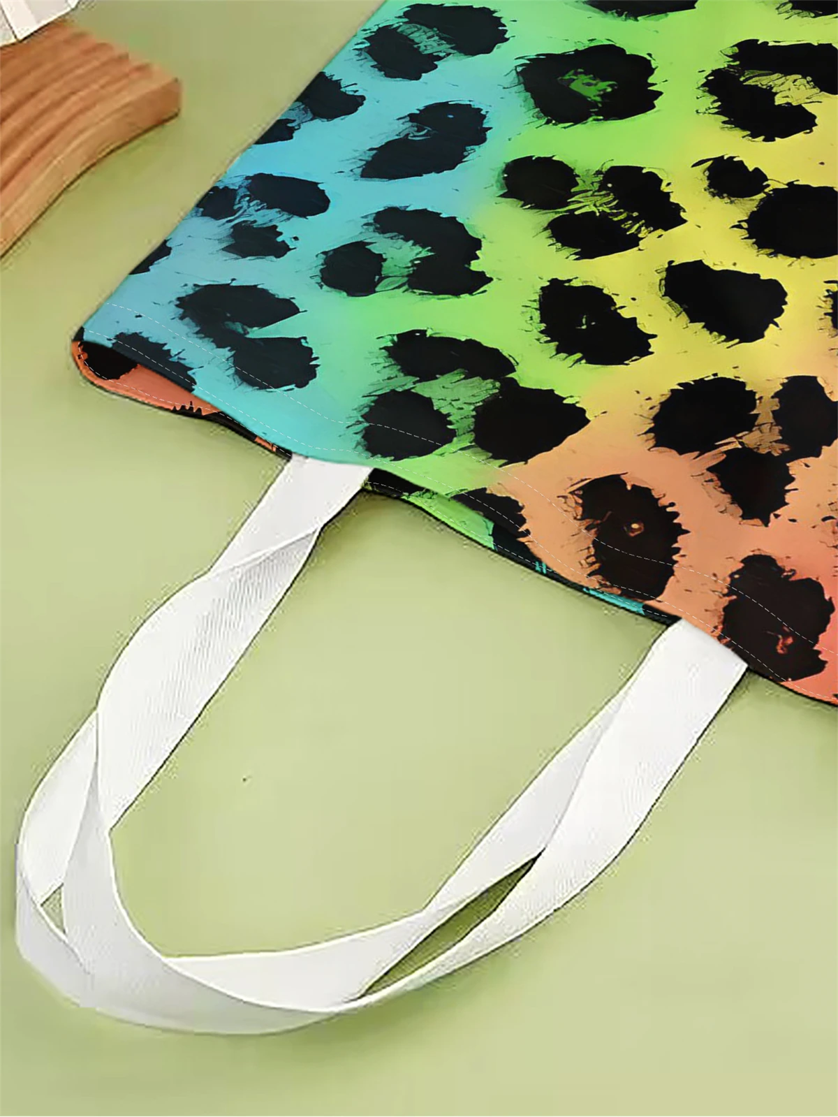 1pc,leopard print handbag, reusable fashionable handbag, multifunctional handbag, printed canvas shopping bag