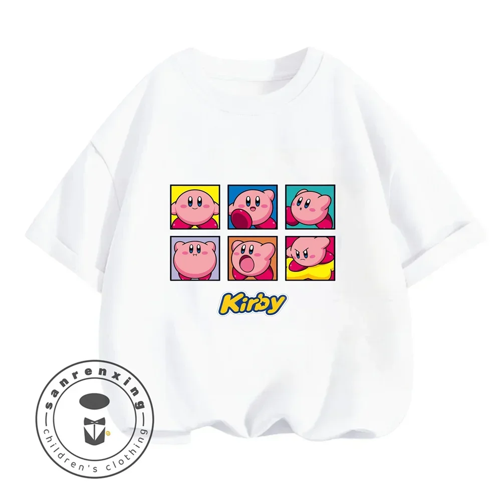 Anime Kirby Cartoons Children T-Shirt Kawaii T Shirt Bandai Children Casual Clothes Tee Shirt Kid Girl Boy Fashion 2