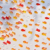 Little Red Fish Jelly Summer Goldfish Carp Ocean Beach Mermaid Sea Shiny Small Koi Soft Relief Nail Art Stickers Manicure Decals 1