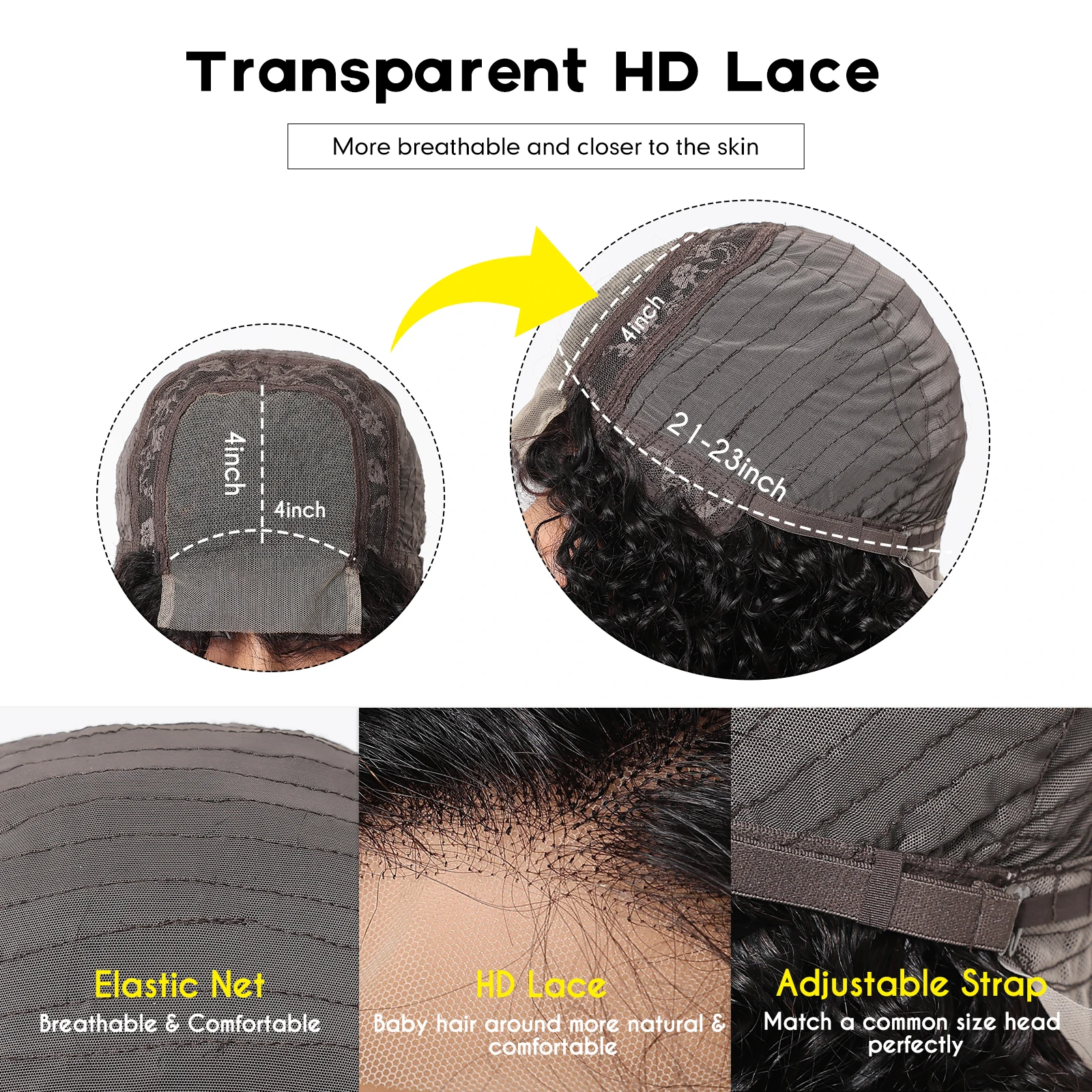 Remy Human Hair Short Kinky Curly Bob Wigs Natural Black Highlight Brown Hair 4x4 HD Transparent Lace Frontal Wig for Women