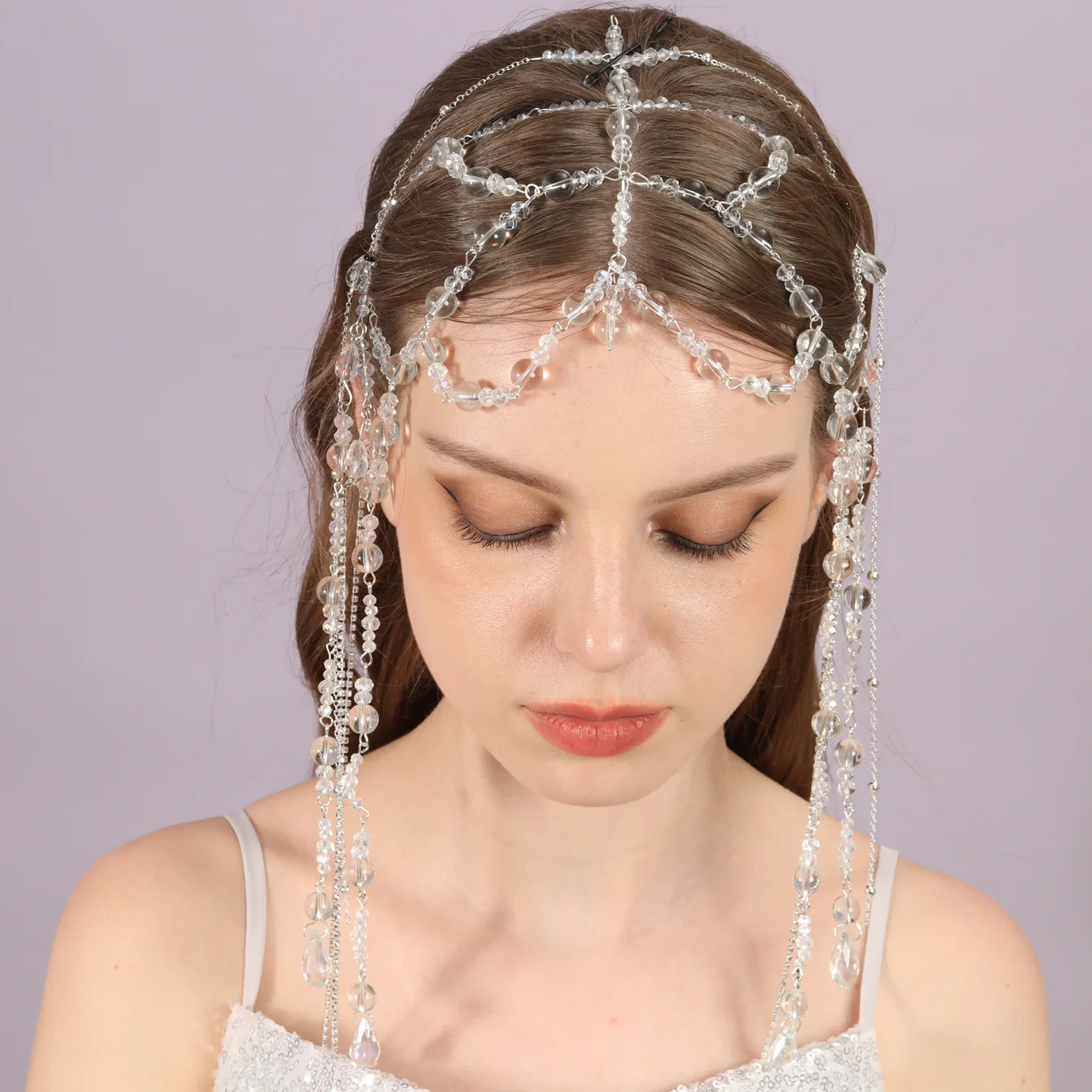 Fascia Frontale Con Nappa E Paillettes - Diadema Elfo Sirena Stile Retrò Per Feste E Matrimoni - Foto 9