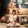 Simulation Cat Plush Throw Pillow Toy Real Life 3D Stuffed Animals Kitten Plushies Doll Cushion Cartoon Soft Kids Toys for Girls 6