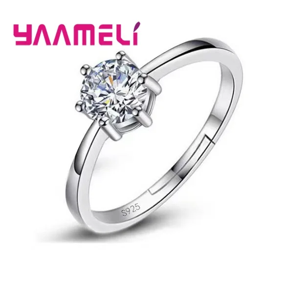 Fine Wedding Rings for Men Women Gift S925 Sterling Silver Austrian Crystal Engagement Proposal Ring Jewelry Bague Femme - 2