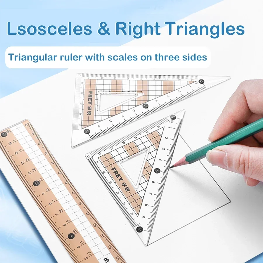 7pcs/ Set Math Geometry Ruler Multifunctional Drawing Tools for Students School Supplies Durable Engineering Design Stationery - 4