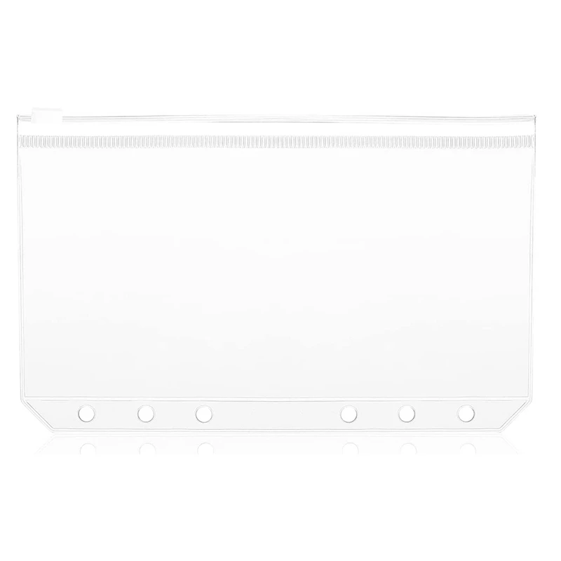 

180 Pieces Of A6 Size 6-Hole Binder Pocket Translucent Plastic Binder Zipper Folder Waterproof For Documents Bag