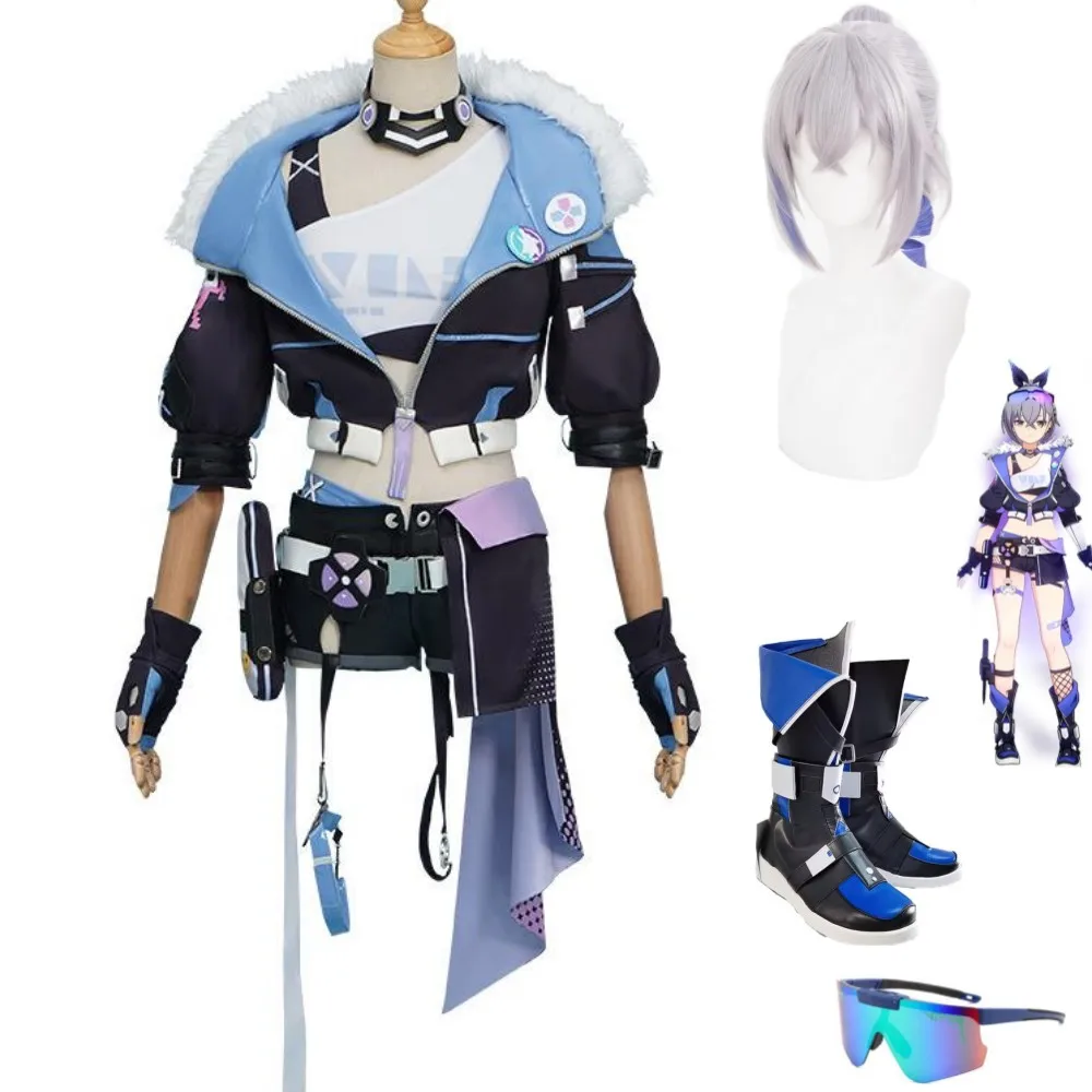 

Anime Game Honkai: Star Rail Silver Wolf Cosplay Costume Wig Hooded Coat Daily Uniform Woman Sexy Kawaii Carnival Party Suit