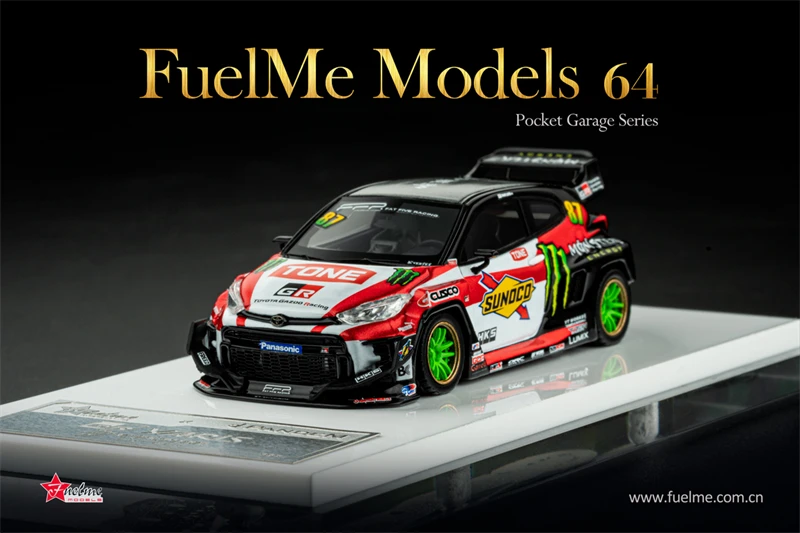 

FuelMe 1:64 GR Yaris Pandem Rocket Bunny Sunoco Daigo Saito #87 Resin Car Model Collection Miniature
