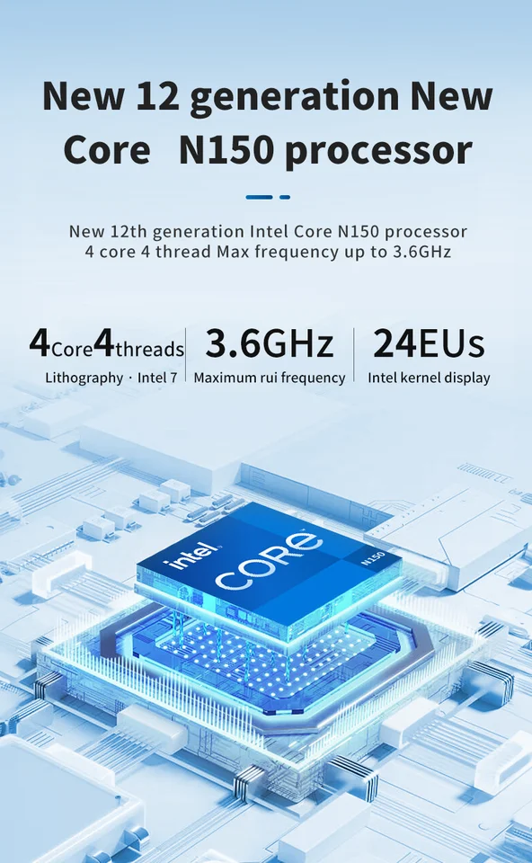 ZX05 Intel Twin Lake N150 MINI PC Windows 11 Pro LPDDR5 12GB M.2