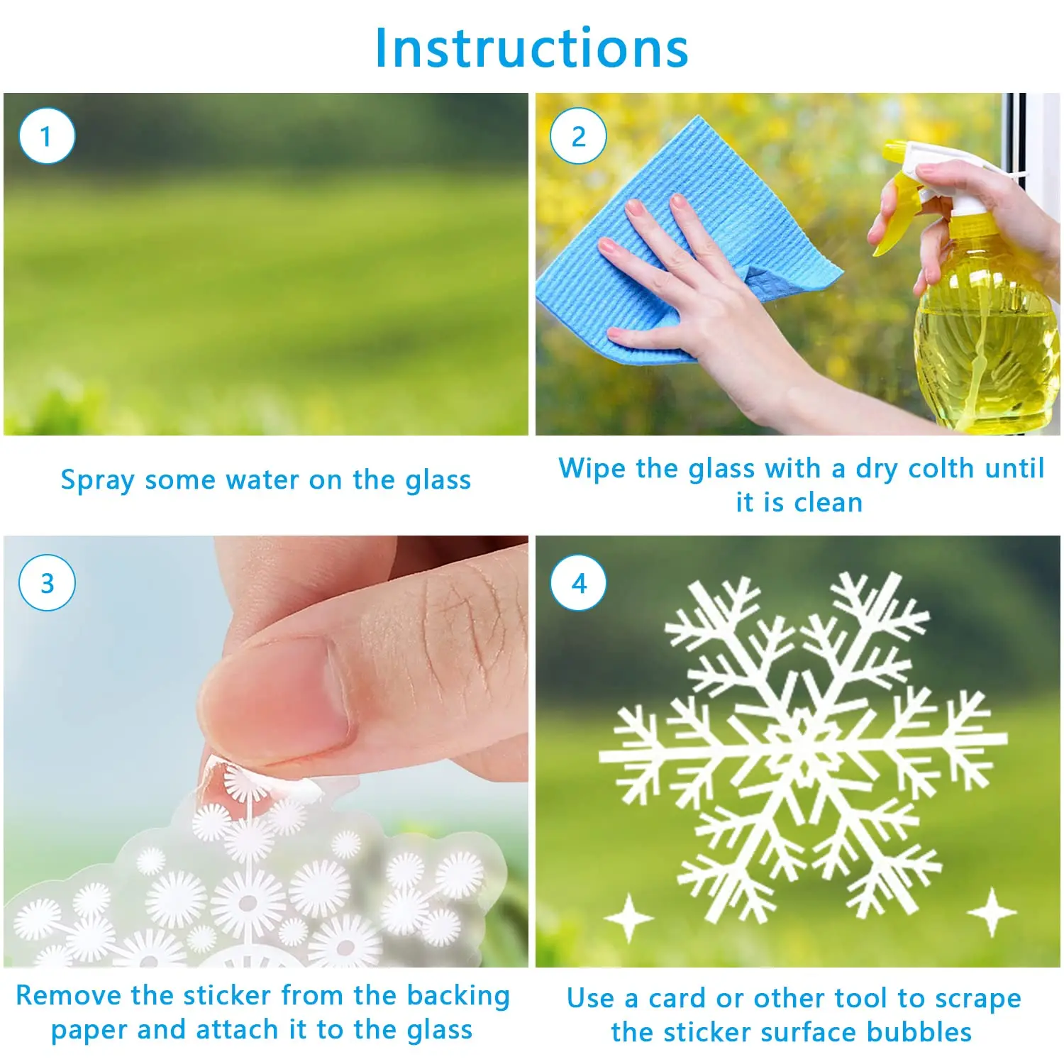 New 3D Snowflake Window Stickers 4/8/9 Sheets Christmas Window Stickers Reusable PVC White Snowflakes Christmas Room Decoration