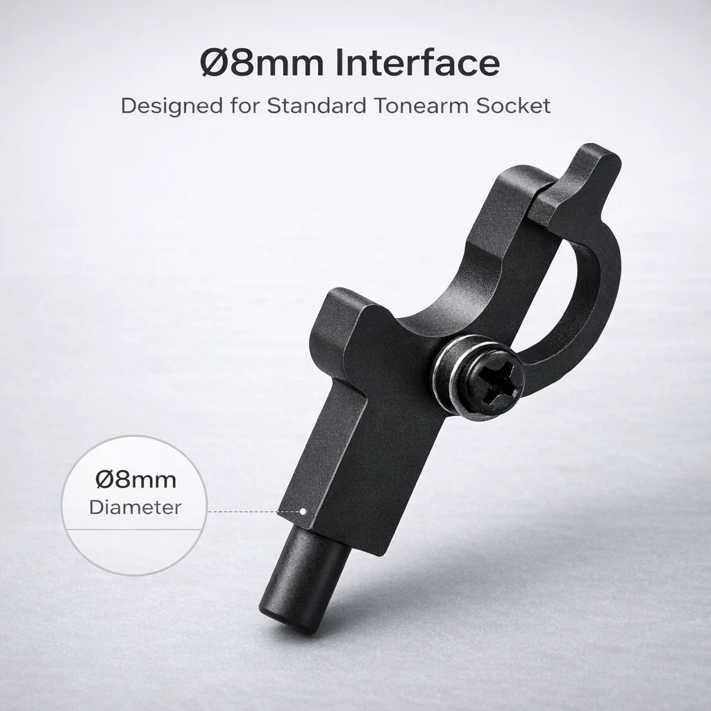 Ø8mm 턴테이블 톤암 마운트 브래킷, CNC 알루미늄 헤드쉘 지지대, 정밀한 장착, 안정적인 기계적 설계