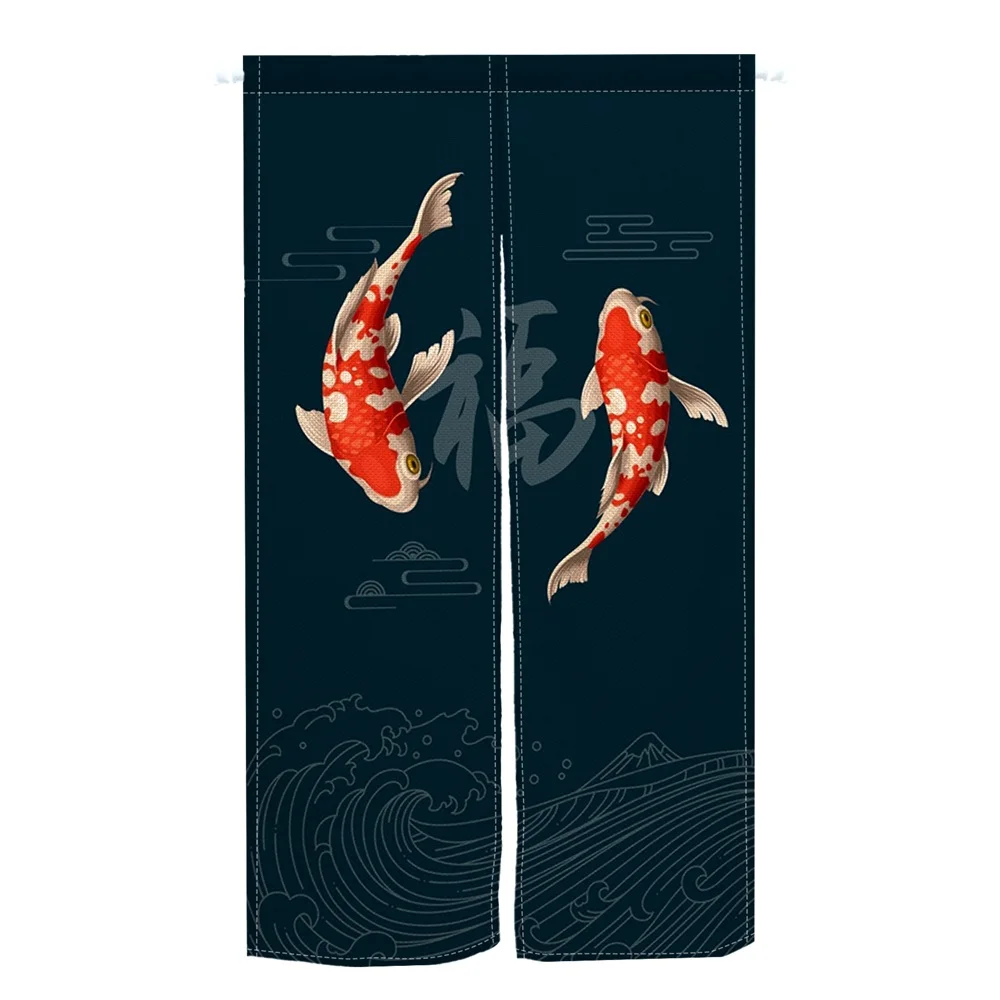 Japanese Creative Koi Split Door Curtain Half Curtain Kitchen Entrance Hanging Curtain Noren Fengshui Curtain Door Decoration 4