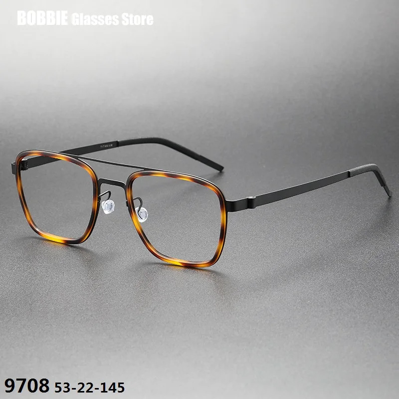 

2023 New Denmark Brand Ultralight Retro Square Pilot Titanium Glasses Frame Men Women Myopia Optic Prescription Eyeglasses 9708