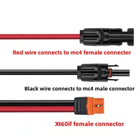 Connecteur solaire 1/2/3M vers adaptateur XT60I-F, câble 12awg, câble de Charge du panneau solaire pour générateur solaire, statio d'énergie Portable 4
