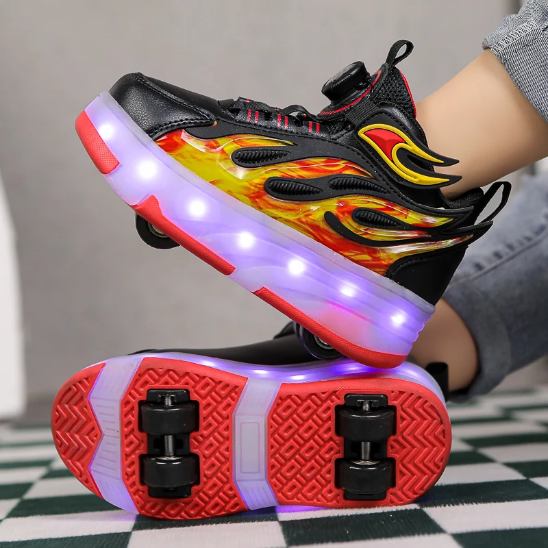 Description Picture 5 of itemChildren's Sports Shoes Roller Skating 4-Wheel USB Charging Spring and Autumn New Casual Outdoor Sports Training Skate Shoes