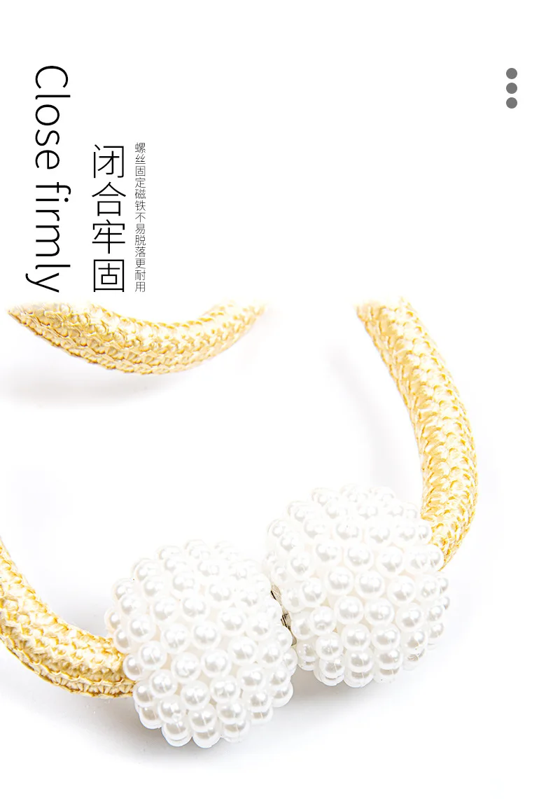 Description Picture 4 of itemNew Pearl Magnetic Curtain Clip Curtain Holders Tie Back Buckle Clips Hanging Ball Buckle Tie Back Curtain Decor Accessories