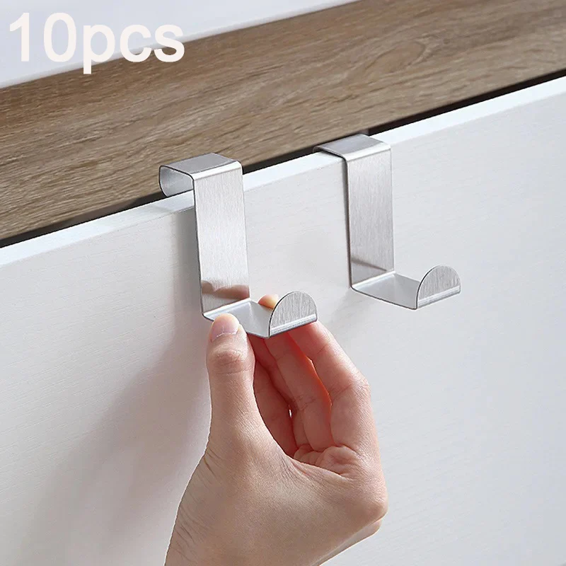 Stainless steel over door hooks Z shape heavy duty kitchen bathroom cabinet door hanging hook coat robe towel hanger holder hook