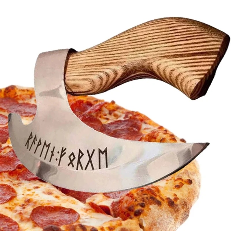  ALLTOP Cortador de pizza, cuchillo de hoja de acero inoxidable  con doble mango de madera y cubierta de plástico, gran rebanadora/picadora  de pizza, buena herramienta de cocina, 14 pulgadas : Hogar