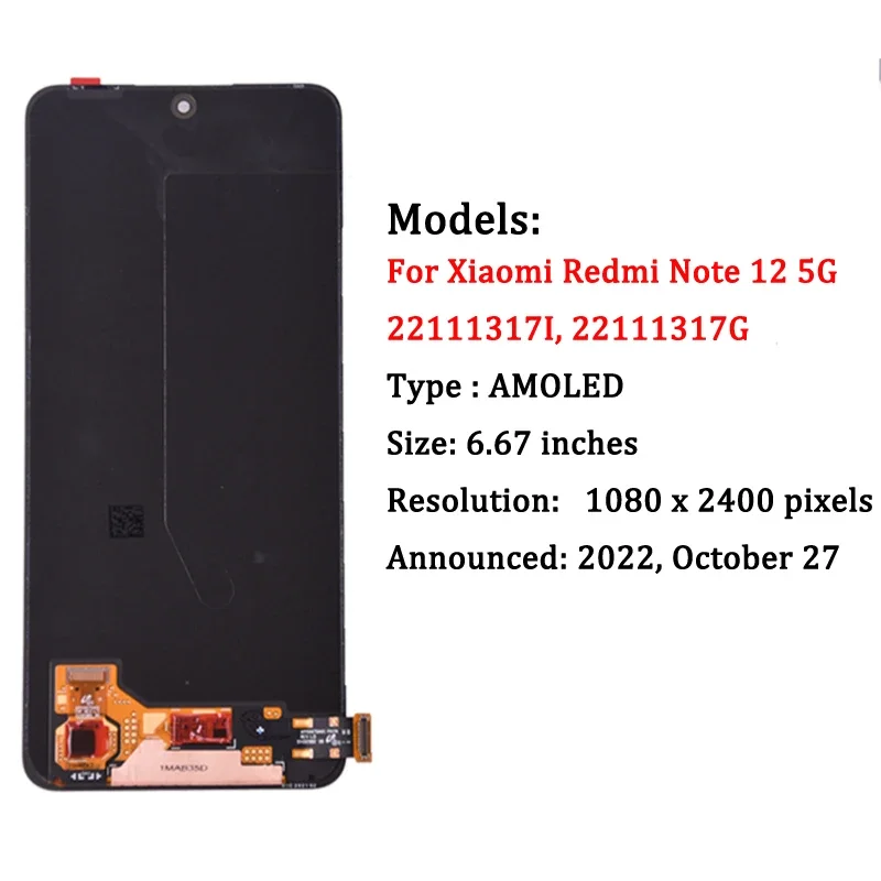 Display LCD Per Xiaomi Redmi Note 12 4G/5G E Poco X5 - Schermo Sostituzione Con Touch Digitizer - Foto 3