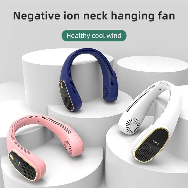 Introducing the Lazy Persons Leafless Neck Hanging Fan: Stay Cool Anywhere, Anytime!