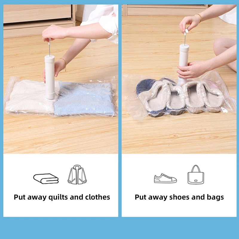 Reusable Vacuum Bag Suction Pump Clothes Storing Hanging Large Plastic Compression Empty Bag Dust Cover Travel Storage Container 5