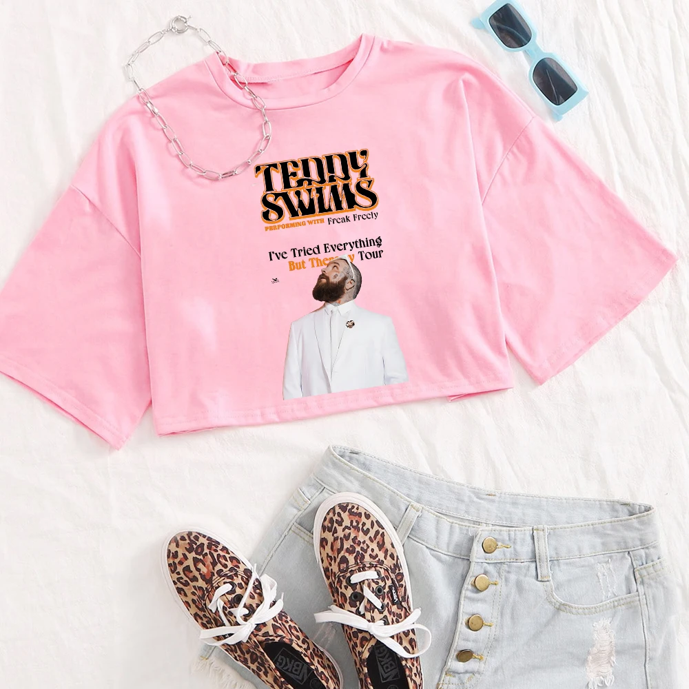 Teddy Swims Tour 2025 Shirt Women O-Neck Short Sleeves Crop Tops T-shirt Fans Gift Tops 4