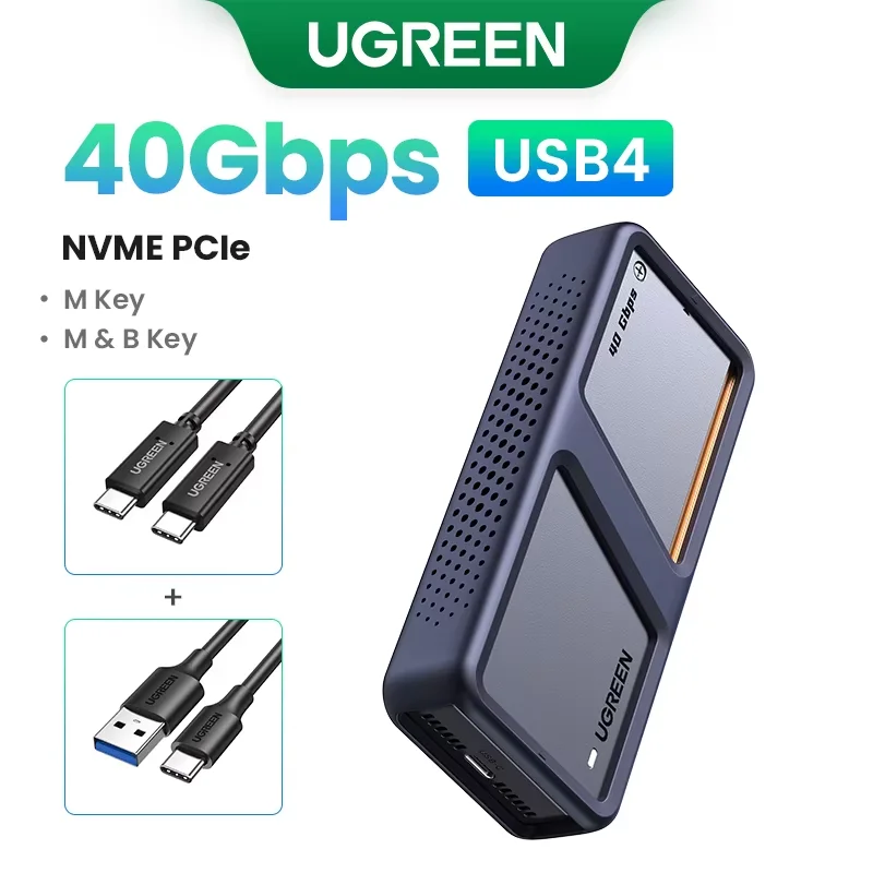 UGREEN 40Gbps M.2 NVMe Enclosure with Cooling Fan Anti-Drop M.2