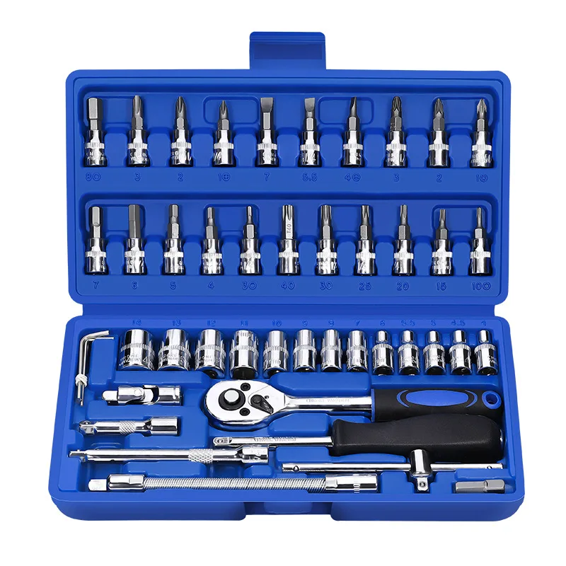 46-piece set 1/4 small flying set portable maintenance tools tool set ratchet socket wrench set screwdriver set multifunctional power drill set Tool Sets