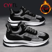 

CYYTL Men's Fashion Heighten Shoes Winter Short Fur Lined Non Slip Casual Sneakers Snow Mid Top Water Resistant Ankle Booties