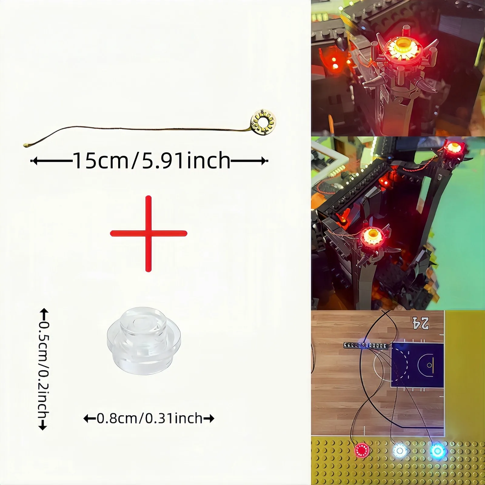 1PCS 15/30cm 미니 0.8mm 핀 호환 Led 원형 조명 레고 빌딩 블록 모델 용 12 입자 DIY 액세서리