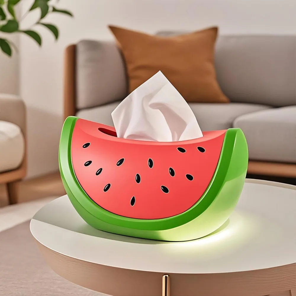 모델 수박 티슈 박스 장 과일 수박 종이 보관함 화려한 수집용 수박 장식품