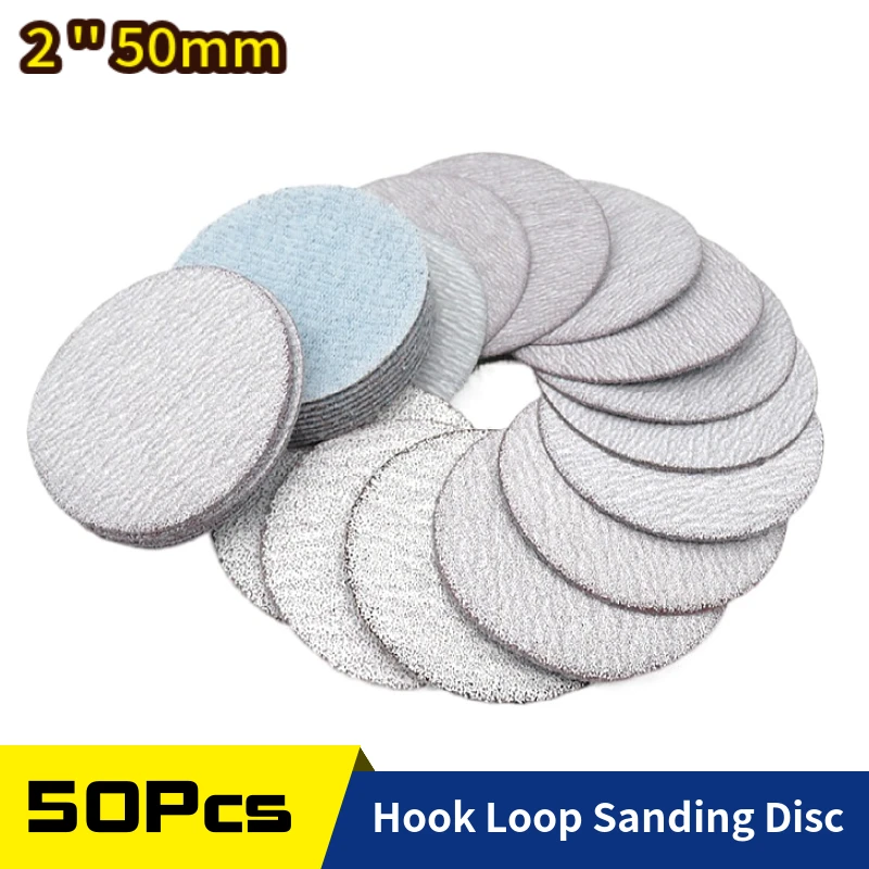 60 x Assorted Grit Hook and Loop 50mm Sanding Discs Abrasive Sandpaper Pads 